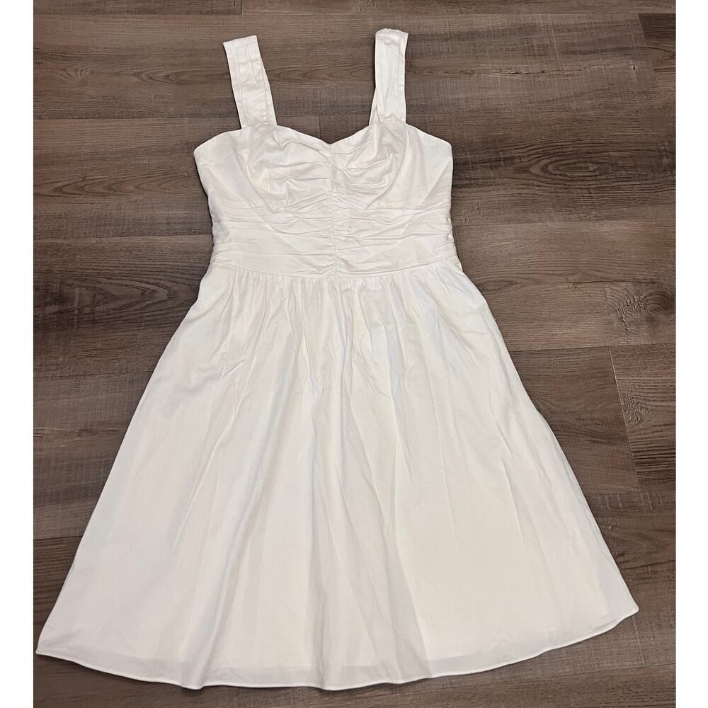Express White Cotton Blend Ruched Sundress